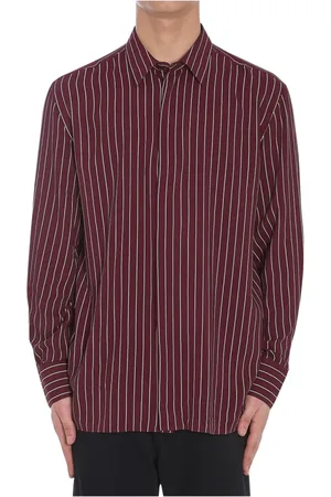 Saint Laurent Overhemden, Heren, Rood, L, Bordeaux Rode Button-Up Overhemd