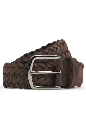 HUGO BOSS Accessoires, Heren, Bruin, 90 CM, Gevlochten leren riem