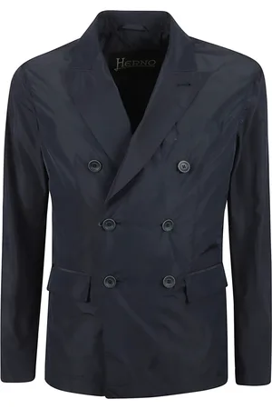 HERNO Jassen, Heren, Blauw, M, Polyester, Blauwe Dubbel-Borst Taffeta Blazer