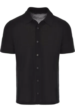 Roberto Collina Overhemden, Heren, Zwart, L, Katoen, Zwarte Katoenen Poloshirt