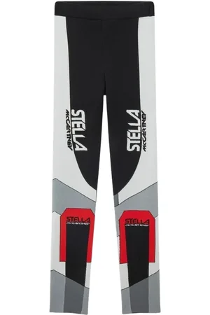 Stella McCartney Broeken, Dames, Veelkleurig, 2Xs, Zwarte Legging met Hoge Taille