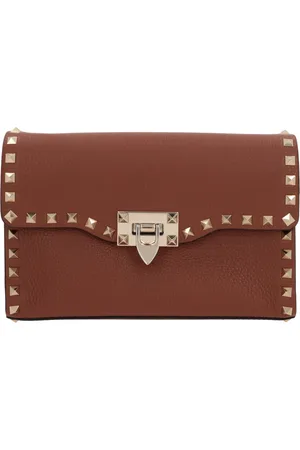 VALENTINO GARAVANI Tassen, Dames, Bruin, ONE Size, Leer, Rockstud Small Shoulder Bag