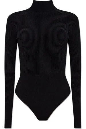 Alaïa Tops, Dames, Zwart, XS, Geribbelde bodysuit