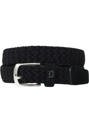 Dondup Accessoires, Heren, Zwart, 105 CM, Suède, Zwart Gevlochten Leren Riem