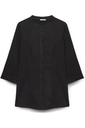 Fiorella rubino Blouses & Shirts, Dames, Zwart, 6Xl, Linnen, Shirt in linnen en jersey