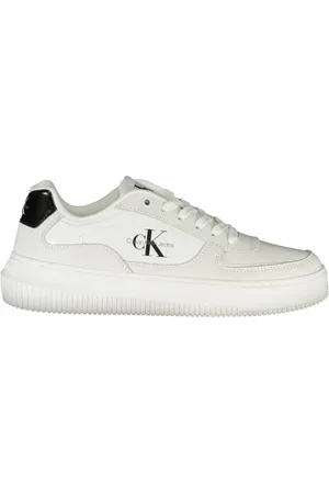 Calvin Klein Schoenen, Dames, Wit, 36 EU, Sportieve witte sneakers met logoprint