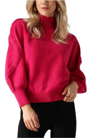 Minus Truien, Dames, Roze, XL, Roze High Neck Gebreide Trui