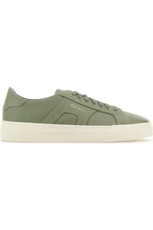 santoni Schoenen, Heren, Groen, 43 EU, Salie Groene Leren Sneakers