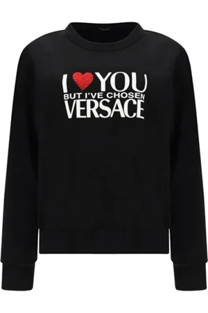 VERSACE Sweatshirts & Hoodies, Dames, Zwart, 2Xs, Katoen, Zwarte Katoenen Logo Sweatshirt
