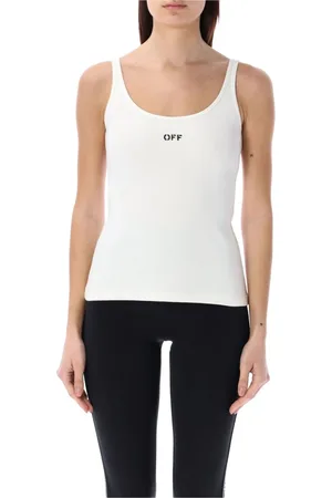 OFF-WHITE Tops, Dames, Wit, S, Katoen, Witte Rib Tank Top Aw 24