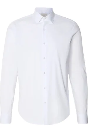 Calvin Klein Overhemden, Heren, Wit, XL, Katoen, Witte Katoenen Elegante Overhemd Slim Fit