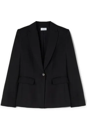 Motivi Jassen, Dames, Zwart, XL, Linnen, Linnenmix blazer met enkele rij knopen