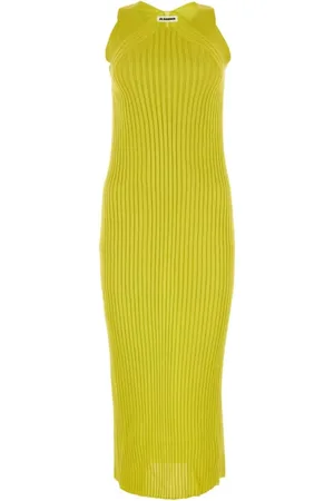 Jil Sander Kleedjes, Dames, Groen, S, Groene Viscose Midi Jurk