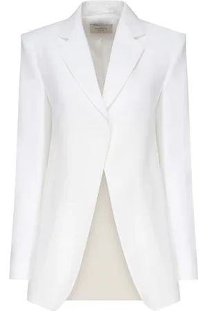 Max Mara Jassen, Dames, Wit, S, Katoen, Witte Sweaters met Verborgen Knoopsluiting