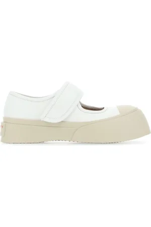 Marni Schoenen, Dames, Wit, 40 EU, Witte Leren Mary Jane Sneakers