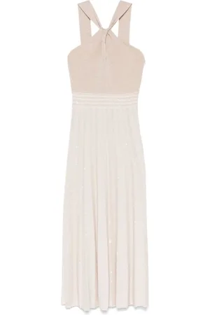 D.EXTERIOR Kleedjes, Dames, Roze, M, Pailletten, Paillet Versierde Beige Jurk