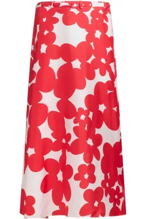Marni Rokken, Dames, Rood, XS, Bloemenprint Midi Rok