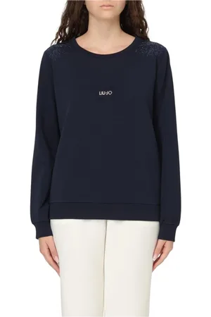 Liu Jo Sweatshirts & Hoodies, Dames, Blauw, M, Katoen, Blauwe Grafische Print Sweatshirt