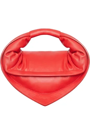 Federico Cina Tassen, Dames, Rood, ONE Size, Katoen, Rode Lamsvacht Mini Tas met Versterkt Handvat