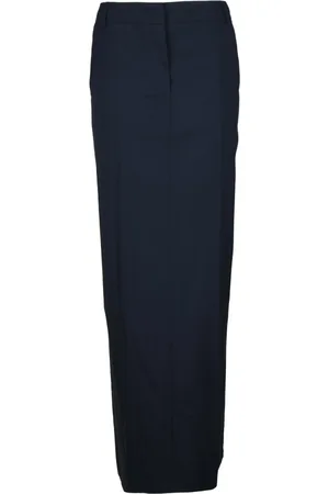 Max Mara Rokken, Dames, Blauw, 3Xs, Wol, Lange Circeo Rok met Ritszakken