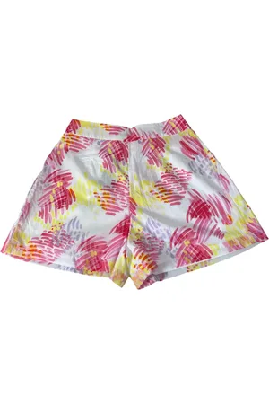 Armani Exchange Korte broeken, Dames, Veelkleurig, XS, Polyester, Hoge taille Damen Shorts met Kwaststreep Patroon