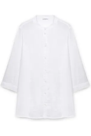Fiorella rubino Blouses & Shirts, Dames, Wit, 6Xl, Linnen, Overhemd van linnen en jersey