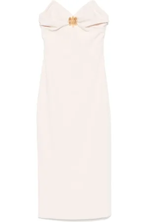 Elisabetta Franchi Kleedjes, Dames, Roze, M, Polyester, Elegante Crème Jurk voor Vrouwen