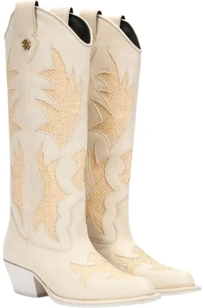Roberto Cavalli Schoenen, Dames, , 40 EU, Geweven leren Texaanse laarzen