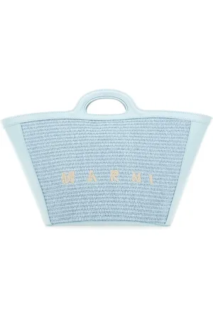 Marni Tassen, Dames, Blauw, ONE Size, Leer, Tropicalia Summer Handtas