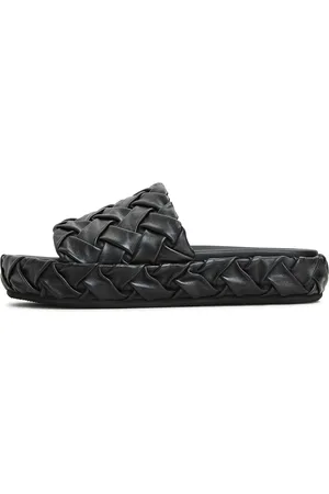 CESARE GASPARI Schoenen, Dames, Zwart, 40 EU, Leer, Platform Slippers Antonella