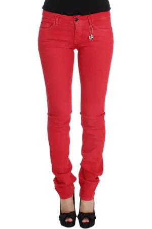 Costume National Jeans, Dames, Rood, W27, Katoen, Rode Slim Fit Jeans