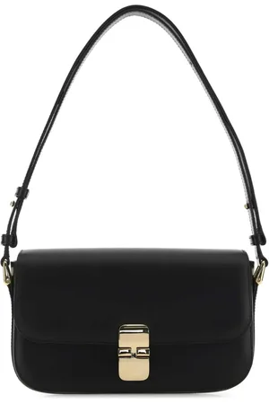 A.P.C. Tassen, Dames, Zwart, ONE Size, Leer, Grace Schoudertas van Zwart Leer