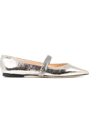 Prosperine Schoenen, Dames, Grijs, 38 1/2 EU, Leer, Elastische Ballerina Crash Schoen