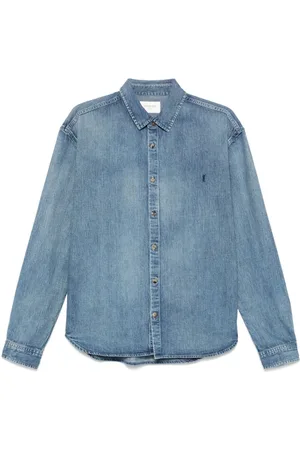 Saint Laurent Overhemden, Heren, Blauw, L, Denim, Heldere Blauwe Overhemden voor Mannen