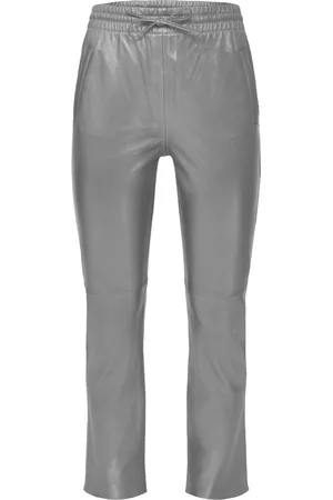 Oakwood Broeken, Dames, Grijs, XS, Leer, Metallic Leren Jogger Broek