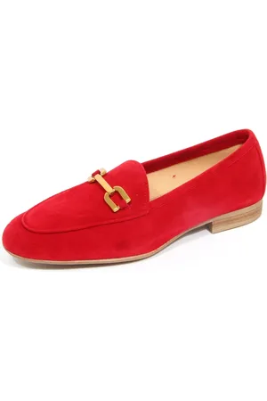 Unisa Schoenen, Dames, Rood, 36 EU, Suède, Suède Loafer Schoen met Hart Detail