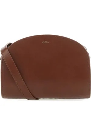 A.P.C. Tassen, Dames, Bruin, ONE Size, Leer, Bruin lederen Demi Lune Crossbody tas