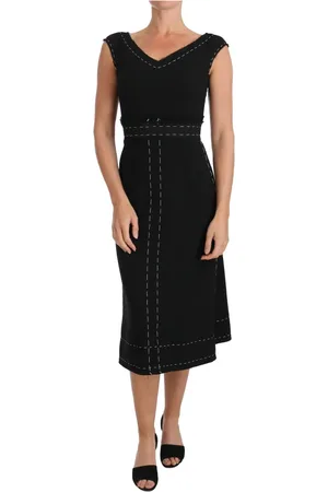 Dolce & Gabbana Kleedjes, Dames, Zwart, 3Xs, Wol, Zwarte Wollen Mouwloze Etuijurk