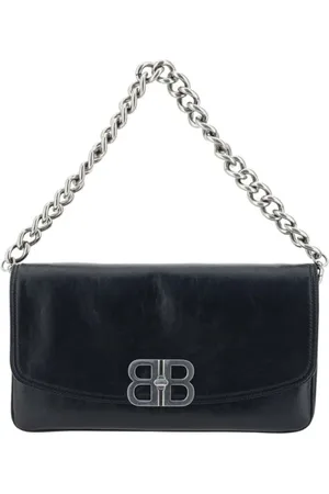 Balenciaga Tassen, Dames, Zwart, ONE Size, Leren schoudertas met kettinghandvat