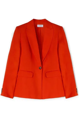 Motivi Jassen, Dames, Rood, XL, Linnen, Linnen Blend Blazer met enkele rij knopen