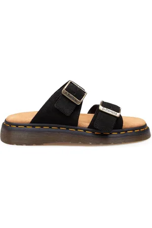 Dr. Martens Schoenen, Dames, Zwart, 38 EU, Suède, Zwarte Suède Gesp Sandalen