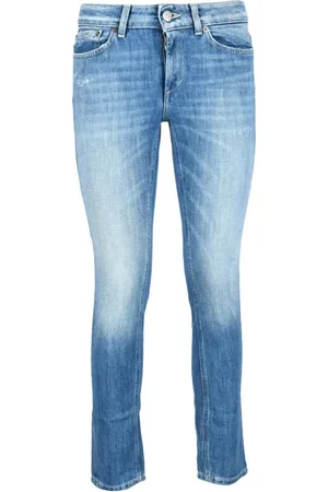 Dondup Jeans, Dames, Blauw, W28, Katoen, Cone Leg Jeans Monroe Rits Sluiting