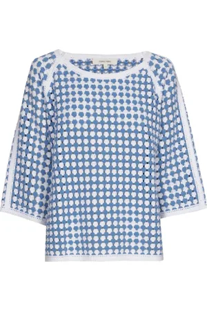 Marie Méro Truien, Dames, Blauw, L, Blauw en wit gehaakte trui