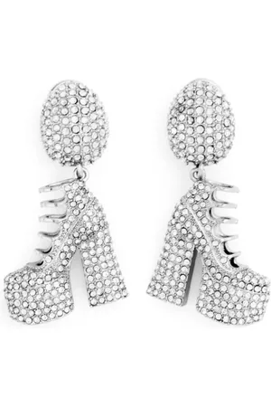 Marc Jacobs Accessoires, Dames, Grijs, ONE Size, Pavé Kiki Boot Oorbellen Zilver Kristal