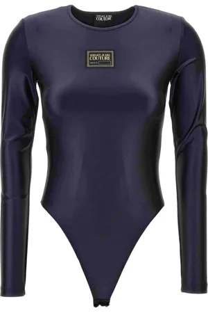 VERSACE Tops, Dames, Zwart, XS, Glanzende Lycra Top