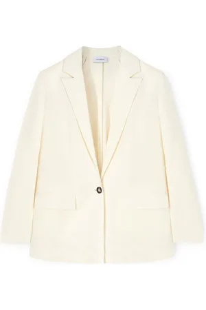 Motivi Jassen, Dames, Wit, XL, Katoen, Blazer met Martingale en enkele rij knopen