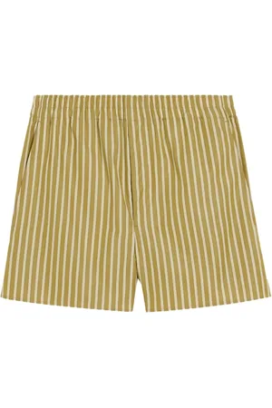 Ami Korte broeken, Dames, Geel, XS, Gestreepte Beige Oranje Shorts