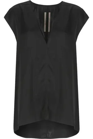 Rick Owens Tops, Dames, Zwart, M, Zwart Asymmetrisch Hemd Top