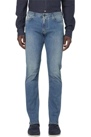 Emporio Armani Jeans, Heren, Blauw, W32, Katoen, Klassieke Donkere Wassing Jeans