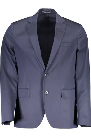 GANT Jassen, Heren, Blauw, L, Katoen, Elee Klassieke Lange Mouw Jas
